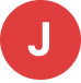 Capital letter J in white, centered on a red circle